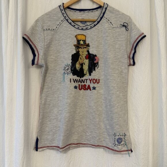 Double D Ranch Women’s Tee Shirt Top Uncle Sam Freedom USA Peace Patriotic XL - Picture 11 of 11